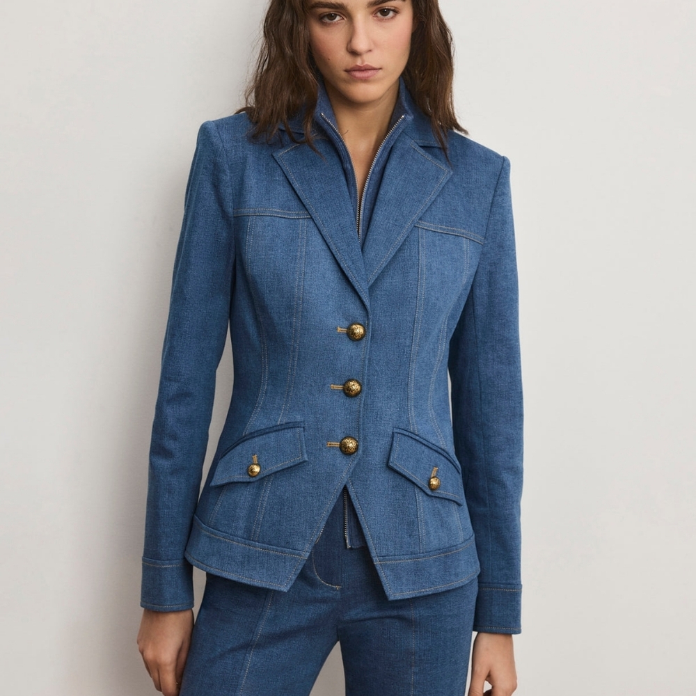 Veronica Beard Randy Denim Dickey Jacket - Picture 1 of 16